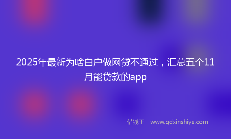 2025年最新为啥白户做网贷不通过，汇总五个11月能贷款的app