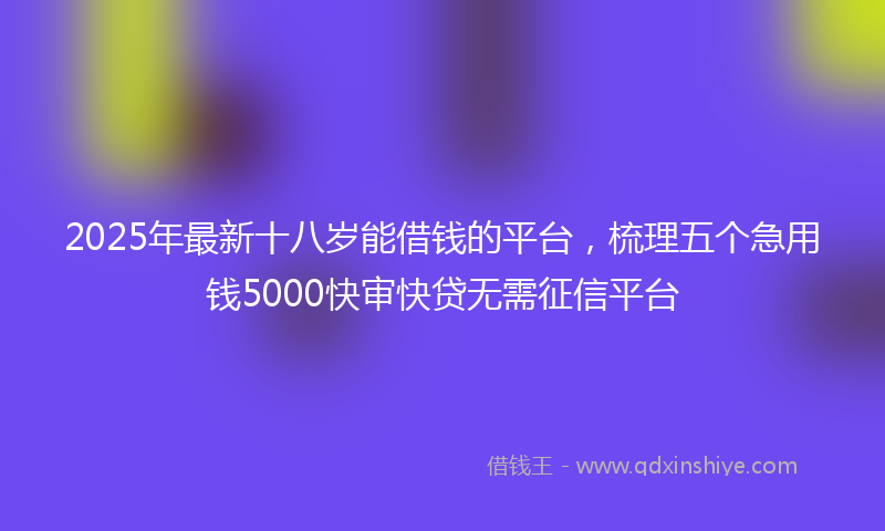 2025年最新十八岁能借钱的平台，梳理五个急用钱5000快审快贷无需征信平台