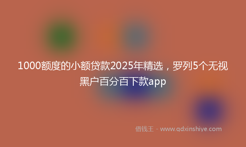 1000额度的小额贷款2025年精选，罗列5个无视黑户百分百下款app