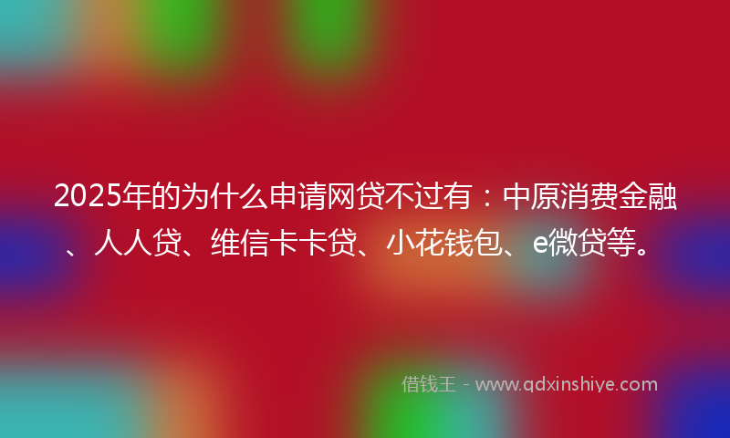 2025年的为什么申请网贷不过有：中原消费金融、人人贷、维信卡卡贷、小花钱包、e微贷等。