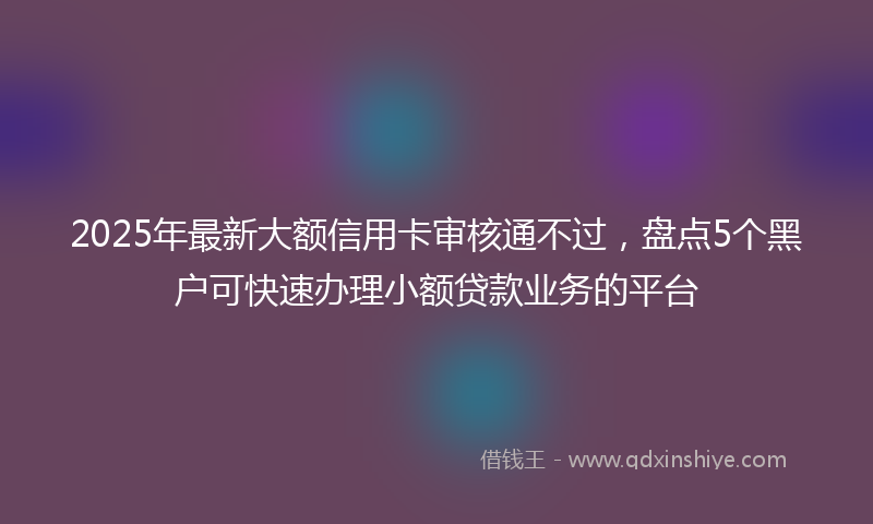 2025年最新大额信用卡审核通不过，盘点5个黑户可快速办理小额贷款业务的平台