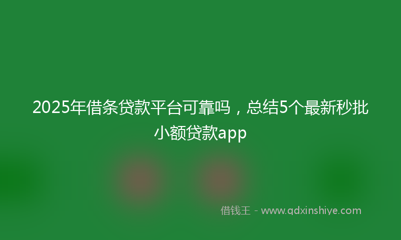 2025年借条贷款平台可靠吗，总结5个最新秒批小额贷款app