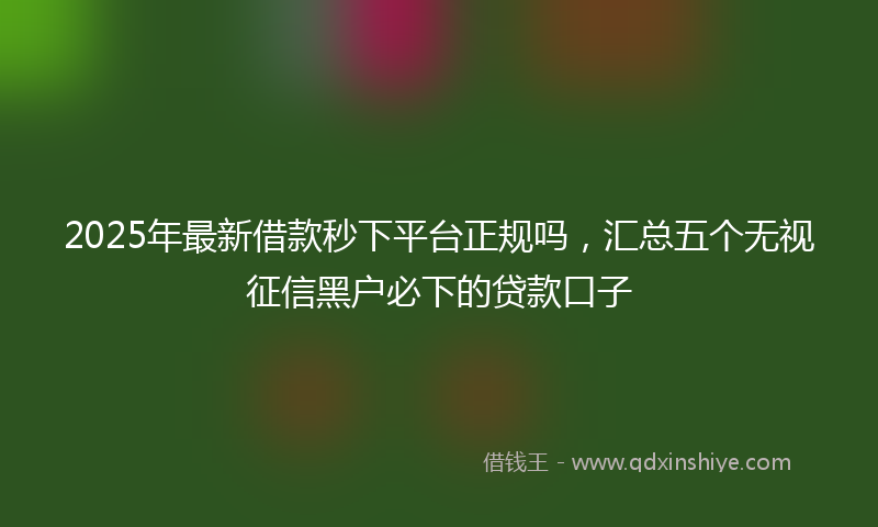 2025年最新借款秒下平台正规吗，汇总五个无视征信黑户必下的贷款口子