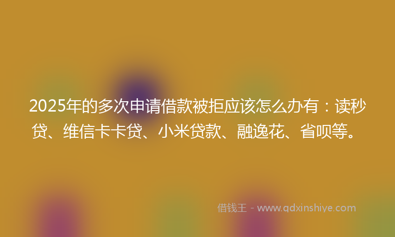 2025年的多次申请借款被拒应该怎么办有：读秒贷、维信卡卡贷、小米贷款、融逸花、省呗等。