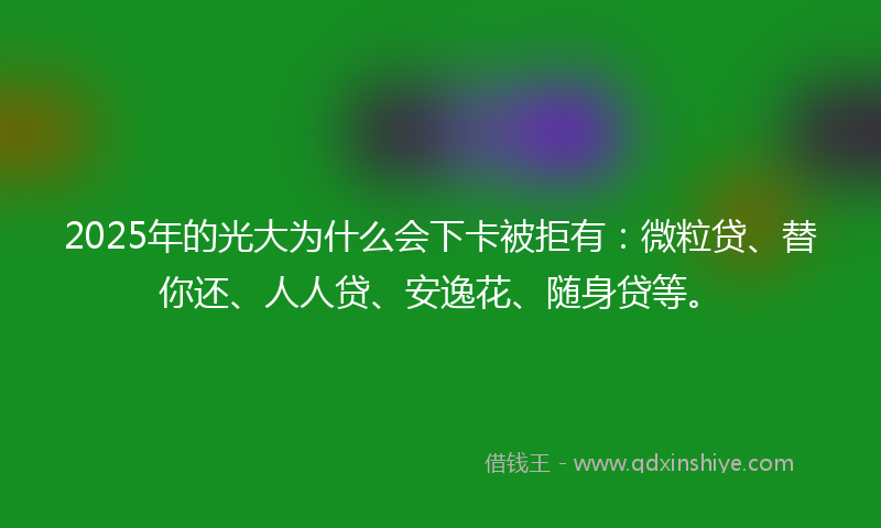 2025年的光大为什么会下卡被拒有：微粒贷、替你还、人人贷、安逸花、随身贷等。