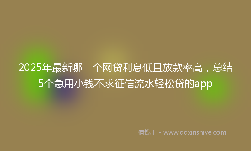 2025年最新哪一个网贷利息低且放款率高，总结5个急用小钱不求征信流水轻松贷的app