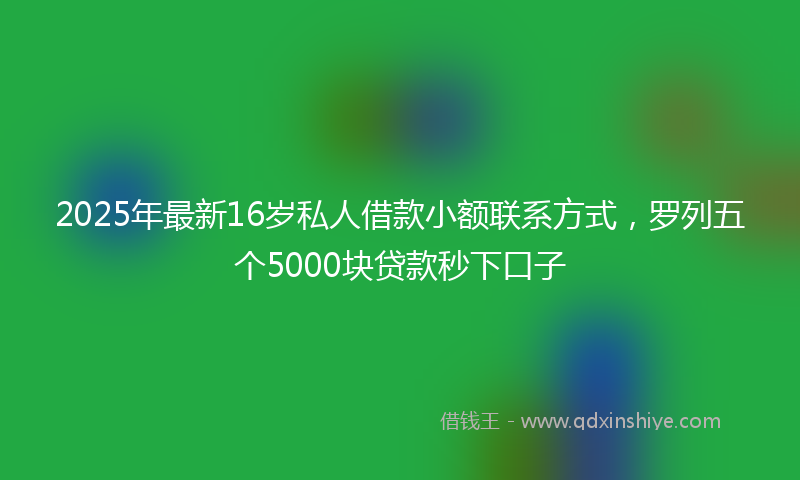 2025年最新16岁私人借款小额联系方式，罗列五个5000块贷款秒下口子