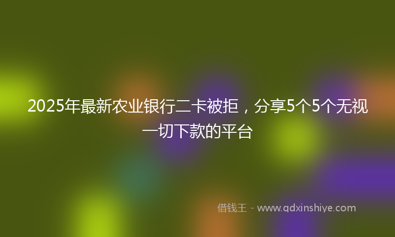 2025年最新农业银行二卡被拒，分享5个5个无视一切下款的平台