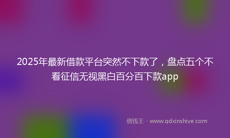 2025年最新借款平台突然不下款了，盘点五个不看征信无视黑白百分百下款app