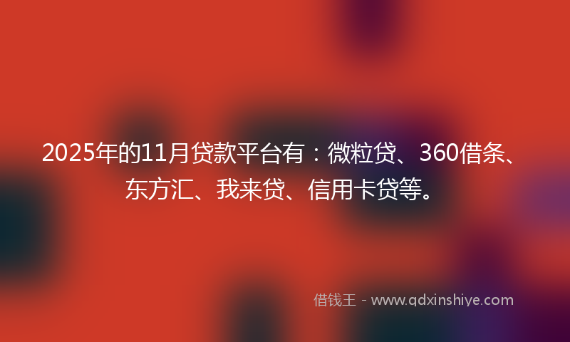 2025年的11月贷款平台有：微粒贷、360借条、东方汇、我来贷、信用卡贷等。