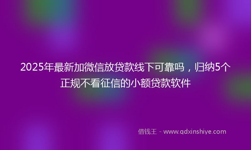2025年最新加微信放贷款线下可靠吗，归纳5个正规不看征信的小额贷款软件