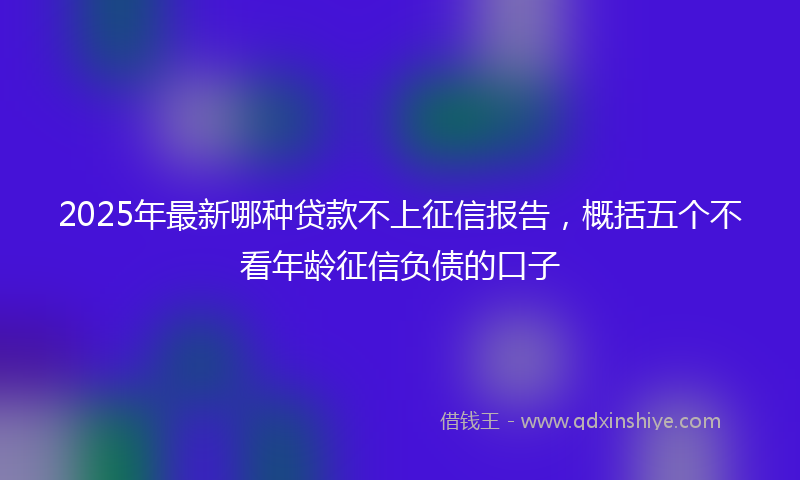 2025年最新哪种贷款不上征信报告，概括五个不看年龄征信负债的口子