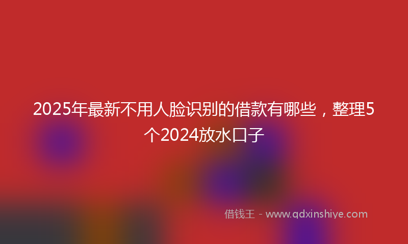2025年最新不用人脸识别的借款有哪些，整理5个2024放水口子