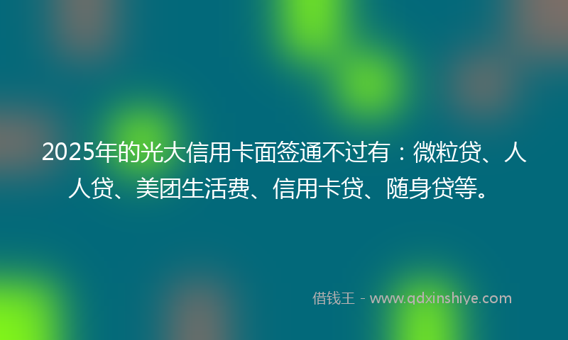 2025年的光大信用卡面签通不过有：微粒贷、人人贷、美团生活费、信用卡贷、随身贷等。