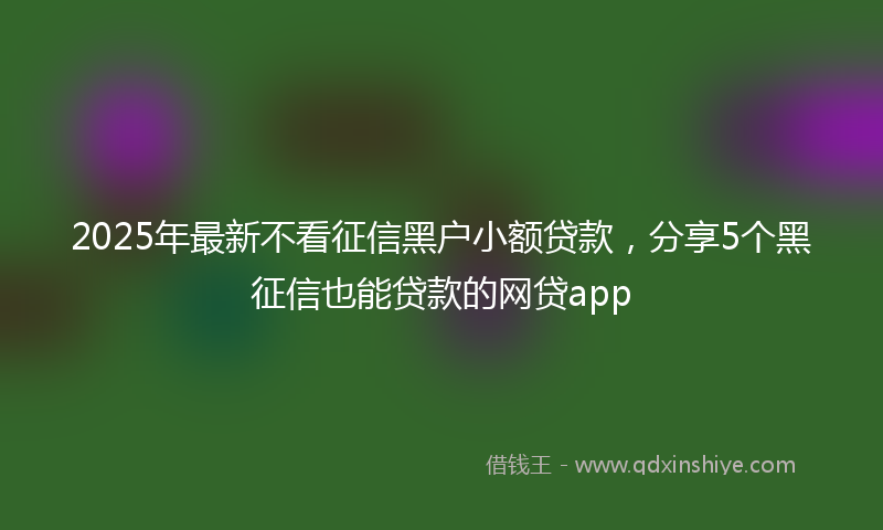 2025年最新不看征信黑户小额贷款，分享5个黑征信也能贷款的网贷app
