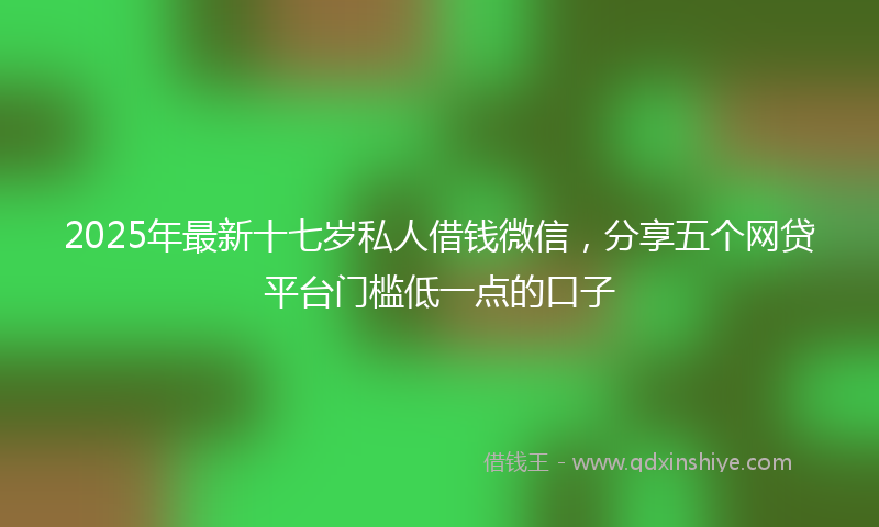 2025年最新十七岁私人借钱微信，分享五个网贷平台门槛低一点的口子