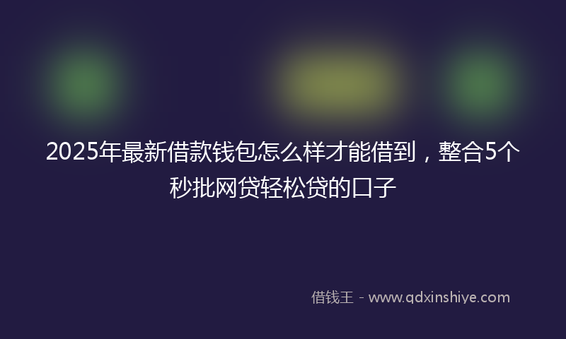 2025年最新借款钱包怎么样才能借到，整合5个秒批网贷轻松贷的口子