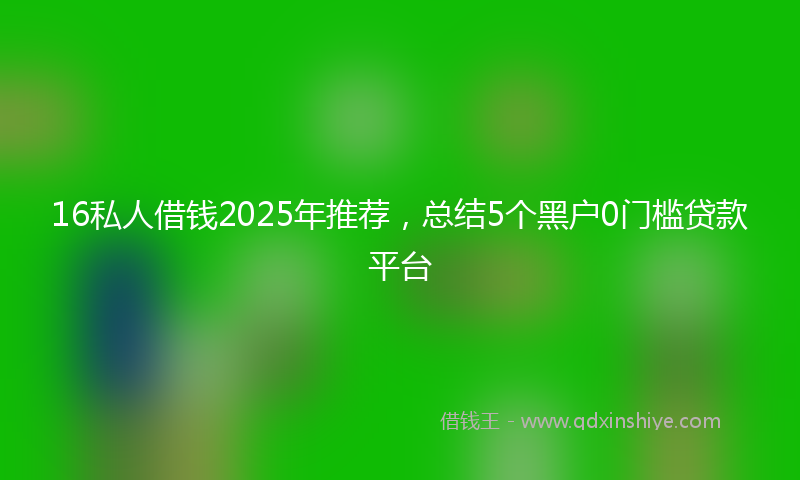 16私人借钱2025年推荐，总结5个黑户0门槛贷款平台