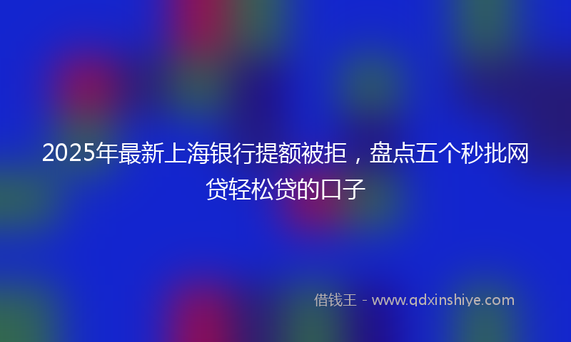2025年最新上海银行提额被拒，盘点五个秒批网贷轻松贷的口子