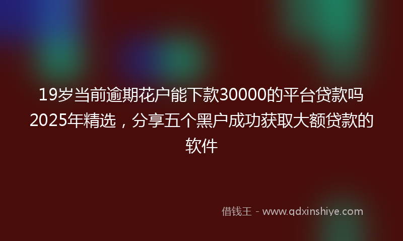 19岁当前逾期花户能下款30000的平台贷款吗2025年精选，分享五个黑户成功获取大额贷款的软件