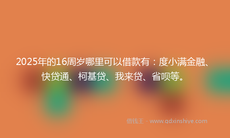 2025年的16周岁哪里可以借款有：度小满金融、快贷通、柯基贷、我来贷、省呗等。