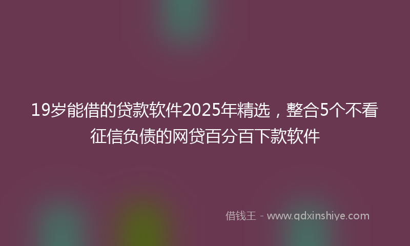 19岁能借的贷款软件2025年精选，整合5个不看征信负债的网贷百分百下款软件