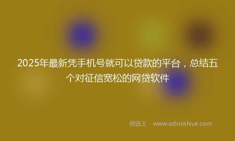 2025年最新凭手机号就可以贷款的平台，总结五个对征信宽松的网贷软件