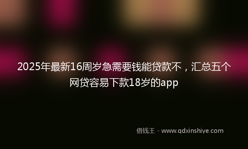 2025年最新16周岁急需要钱能贷款不，汇总五个网贷容易下款18岁的app