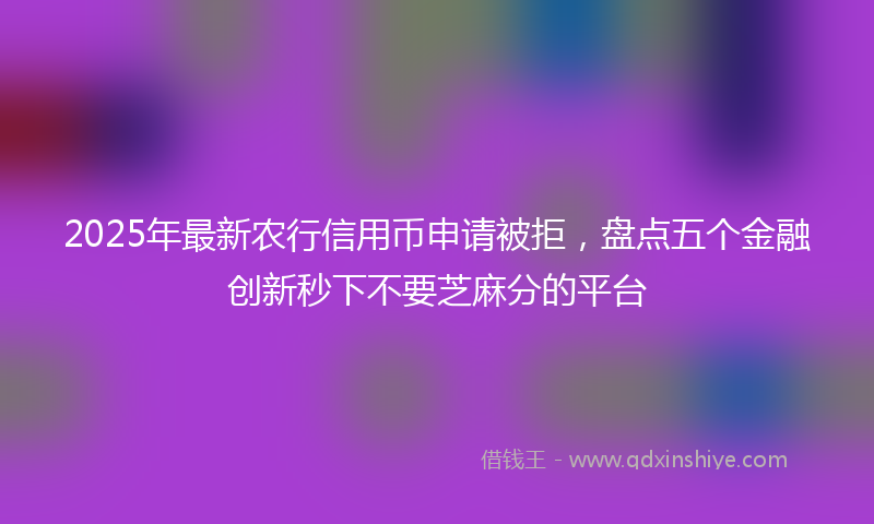 2025年最新农行信用币申请被拒，盘点五个金融创新秒下不要芝麻分的平台