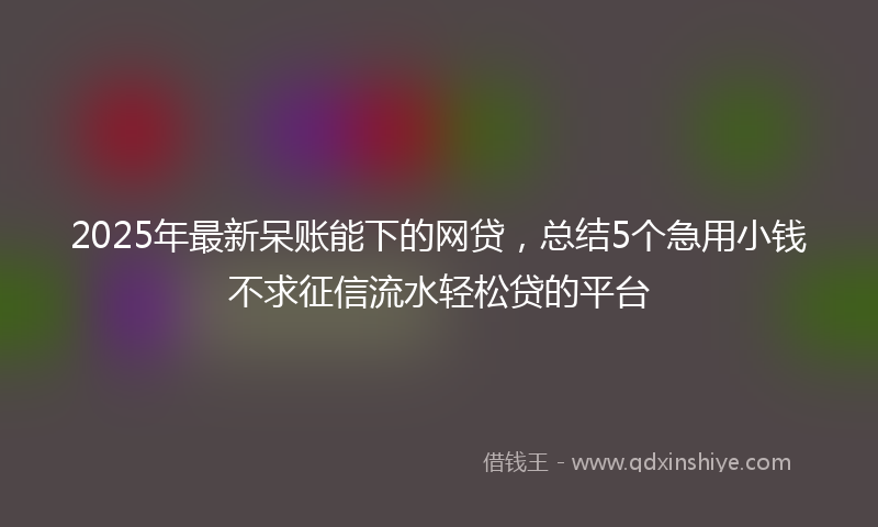 2025年最新呆账能下的网贷，总结5个急用小钱不求征信流水轻松贷的平台
