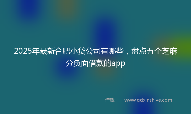 2025年最新合肥小贷公司有哪些，盘点五个芝麻分负面借款的app