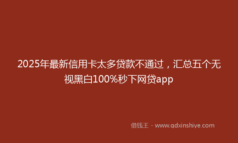2025年最新信用卡太多贷款不通过，汇总五个无视黑白100%秒下网贷app