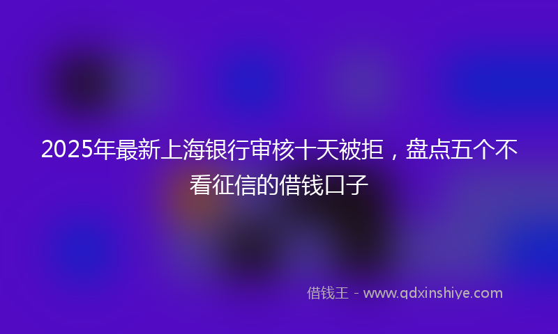 2025年最新上海银行审核十天被拒，盘点五个不看征信的借钱口子