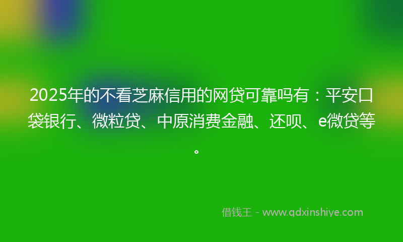 2025年的不看芝麻信用的网贷可靠吗有：平安口袋银行、微粒贷、中原消费金融、还呗、e微贷等。