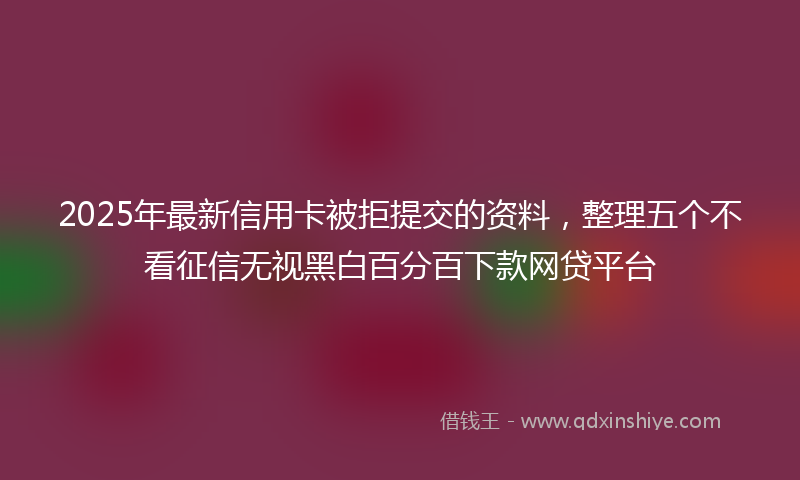2025年最新信用卡被拒提交的资料，整理五个不看征信无视黑白百分百下款网贷平台