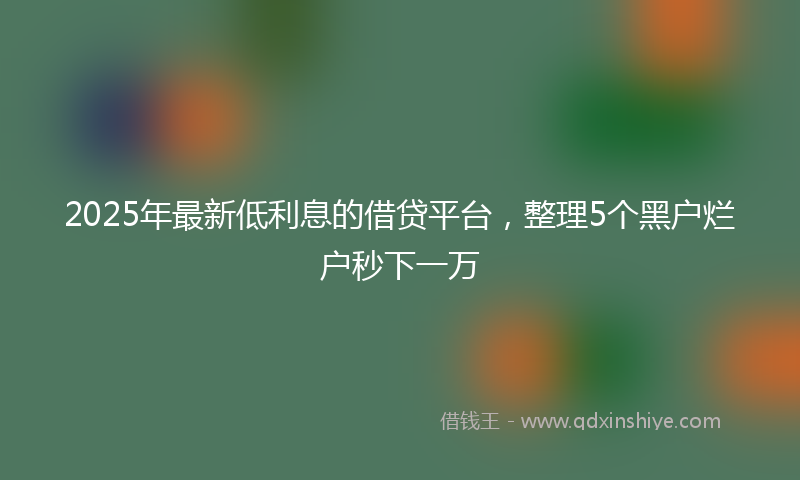 2025年最新低利息的借贷平台，整理5个黑户烂户秒下一万
