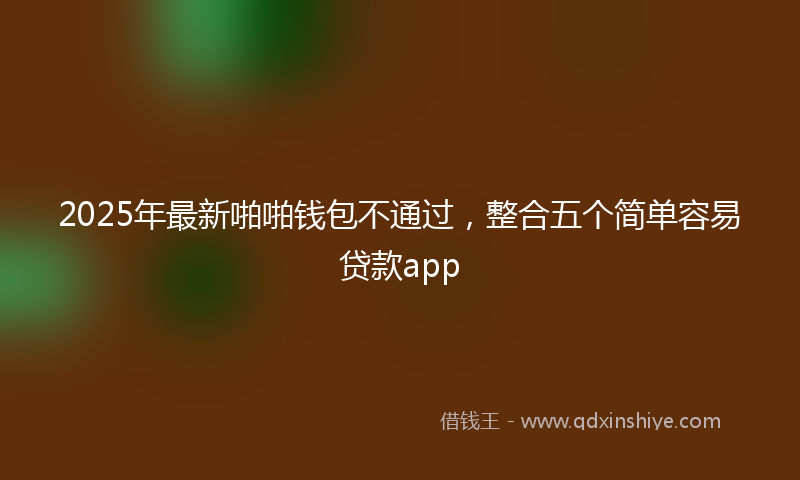 2025年最新啪啪钱包不通过，整合五个简单容易贷款app
