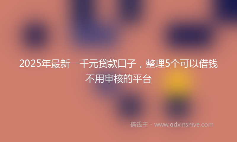 2025年最新一千元贷款口子，整理5个可以借钱不用审核的平台