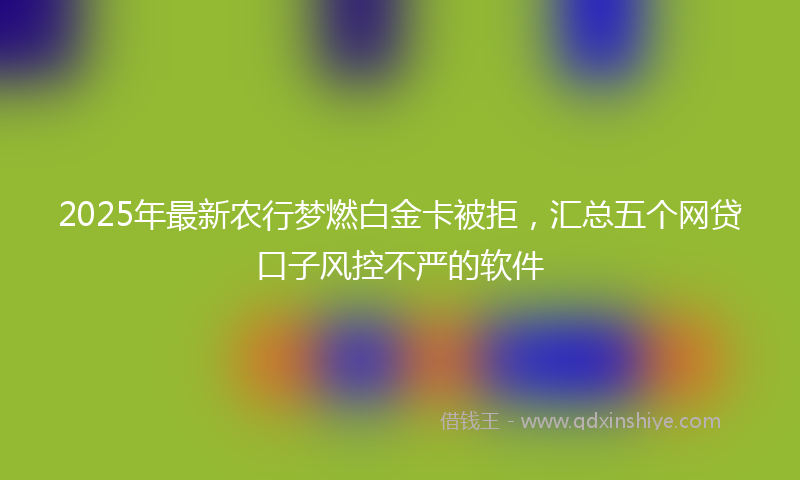 2025年最新农行梦燃白金卡被拒，汇总五个网贷口子风控不严的软件