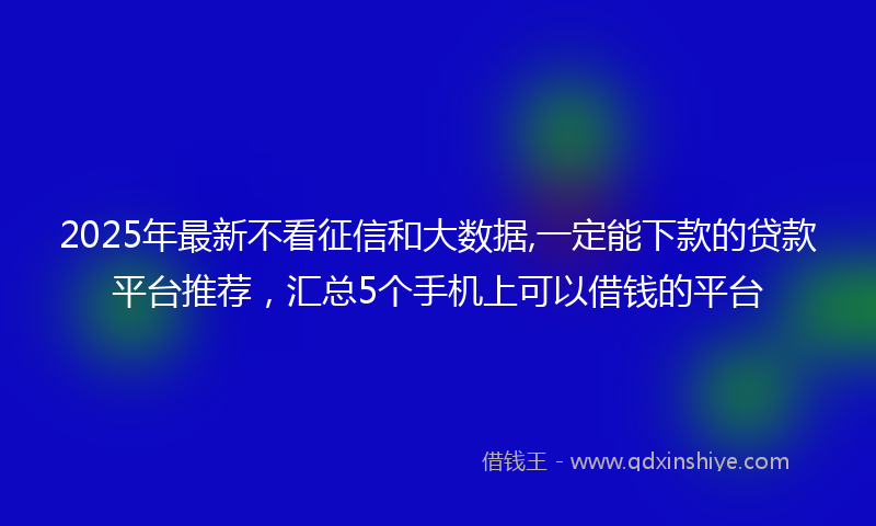 2025年最新不看征信和大数据,一定能下款的贷款平台推荐，汇总5个手机上可以借钱的平台