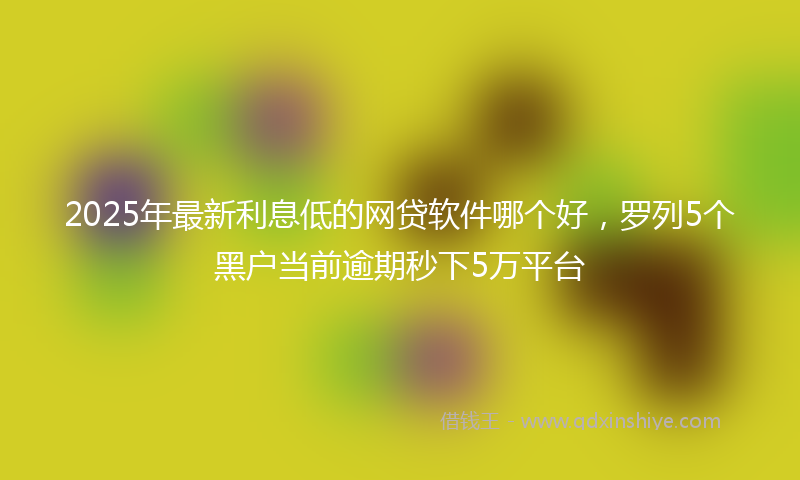 2025年最新利息低的网贷软件哪个好，罗列5个黑户当前逾期秒下5万平台