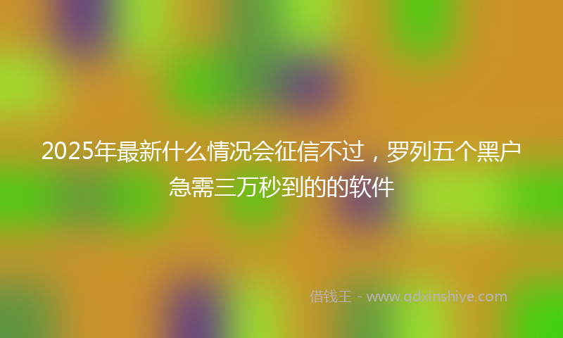 2025年最新什么情况会征信不过，罗列五个黑户急需三万秒到的的软件