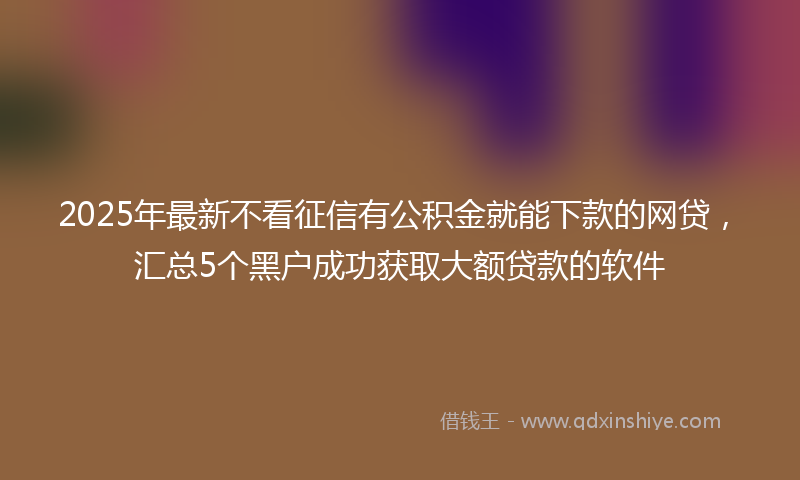 2025年最新不看征信有公积金就能下款的网贷，汇总5个黑户成功获取大额贷款的软件