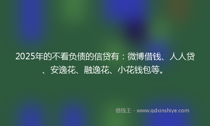 2025年的不看负债的信贷有：微博借钱、人人贷、安逸花、融逸花、小花钱包等。