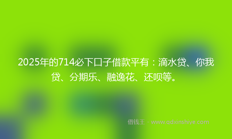 2025年的714必下口子借款平有：滴水贷、你我贷、分期乐、融逸花、还呗等。