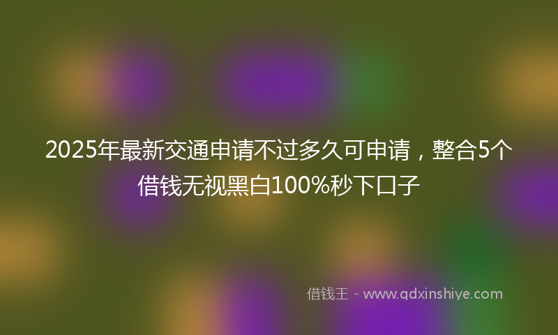 2025年最新交通申请不过多久可申请，整合5个借钱无视黑白100%秒下口子