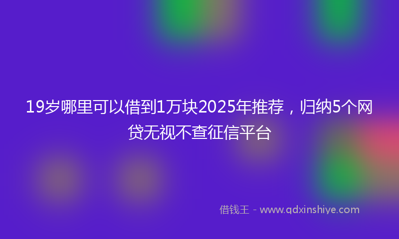 19岁哪里可以借到1万块2025年推荐，归纳5个网贷无视不查征信平台