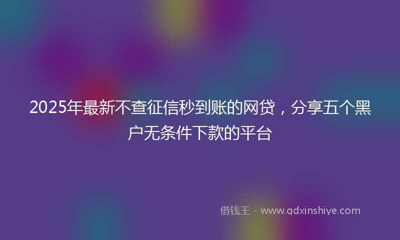 2025年最新不查征信秒到账的网贷，分享五个黑户无条件下款的平台