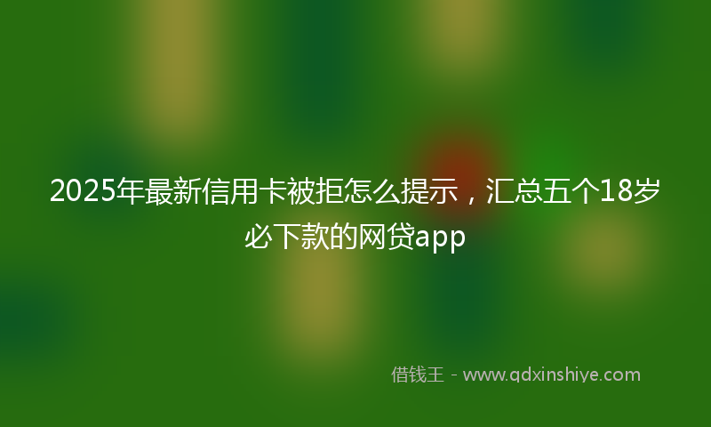 2025年最新信用卡被拒怎么提示，汇总五个18岁必下款的网贷app
