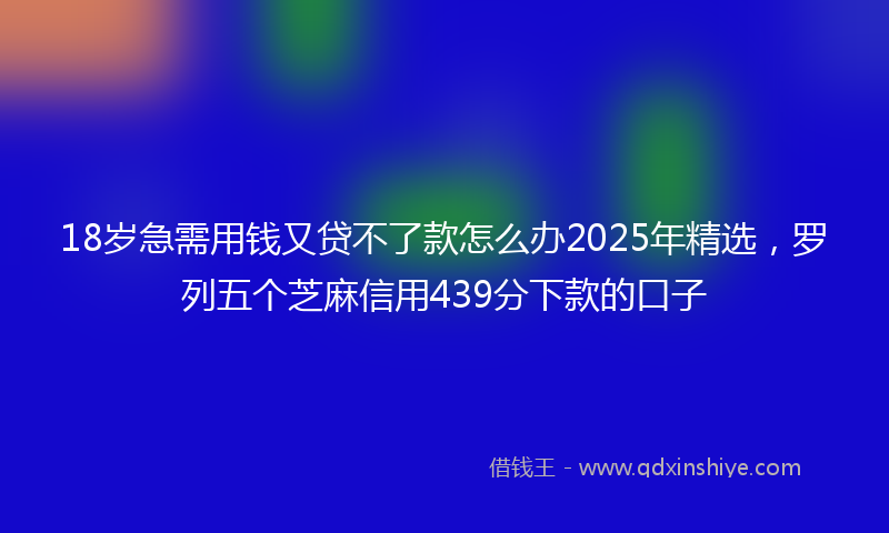18岁急需用钱又贷不了款怎么办2025年精选，罗列五个芝麻信用439分下款的口子